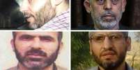 Do lado superior esquerdo, no sentido horário: os antigos líderes do Hamas Mohammed Sinwar (1975-2025), Yahya Sinwar (1962-2024), Mohammed Deif (1965-2024) e Marwan Issa (1965-2024)  Foto: IDF/Reuters/EPA / BBC News Brasil