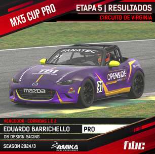 AMIKA MX5 Pro: Em Virginia, Eduardo Barrichello vence duas e empata na liderança